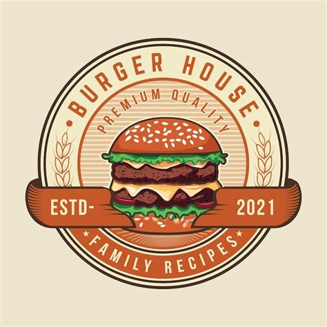 Conjunto De Logotipo De Fast Food Emblema Vintage Da Burger House