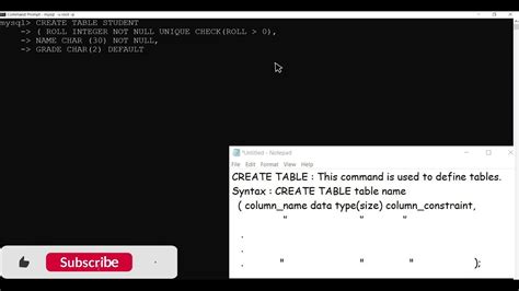 How To Create Table With Constraints In Mysql Sql Oracle Youtube