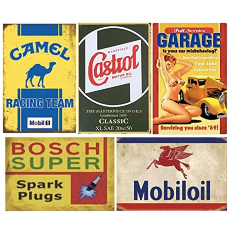 35 Pieces Reproduced Vintage Tin Signs, Gas Oil Retro Advert Antique ...