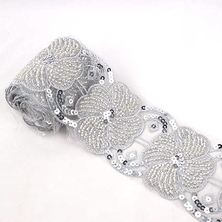 Amazon Beaded Lace Trim Silver Lace Ribbon Applique Sequin Lace