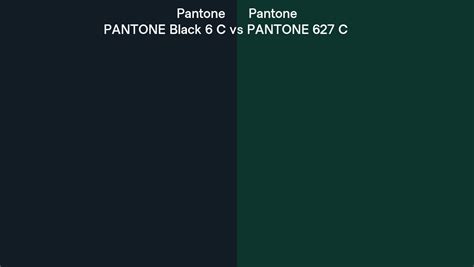 Pantone Black 6 C vs PANTONE 627 C side by side comparison 