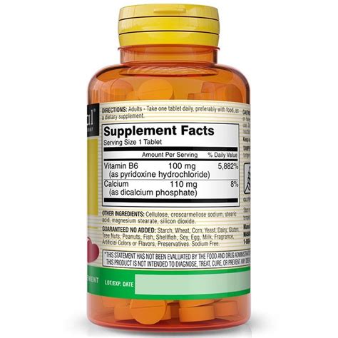 Mason Natural Vitamin B6 Tablet 100mg 100ct