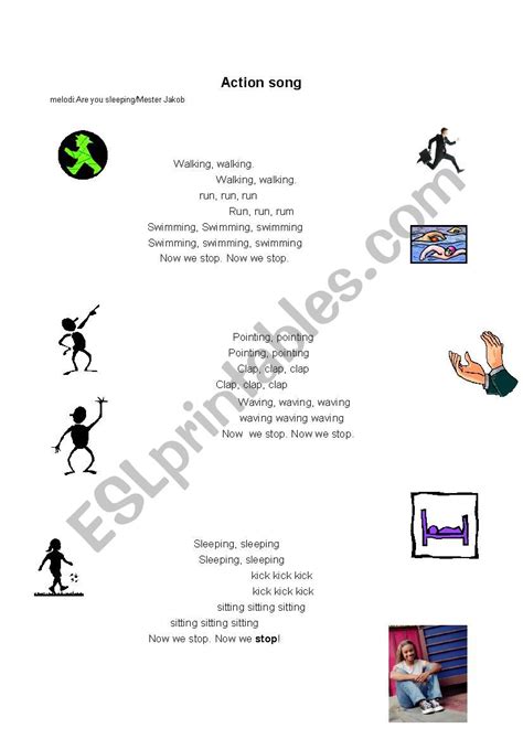 Action song and exercises - ESL worksheet by stinebitsch