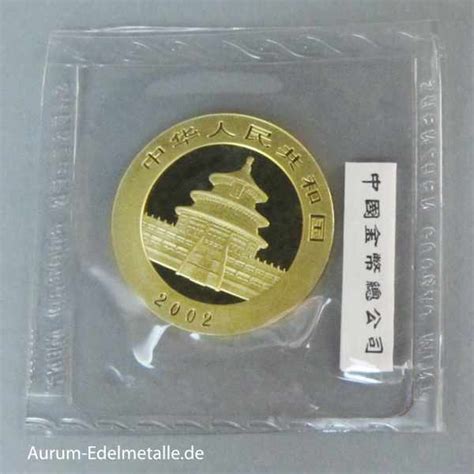 China Panda 1 Unze Feingold 500 Yuan 2002 Aurum Goldshop