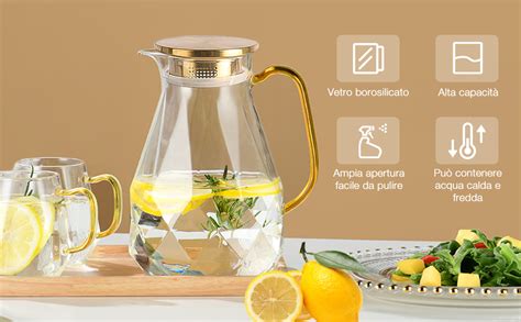 Miudeco Caraffa Vetro Caraffa In Vetro Con Coperchio Brocca Acqua