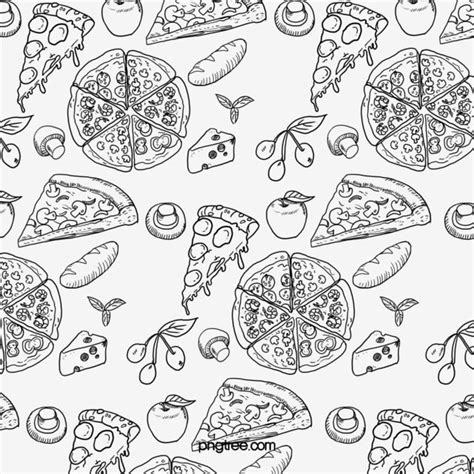 Hand Painted Background Pizza Seamless Vector Wallpaper Pizza Food