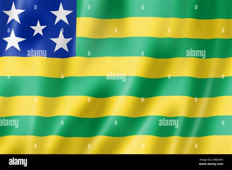 Goias state flag, Brazil waving banner collection. 3D illustration ...