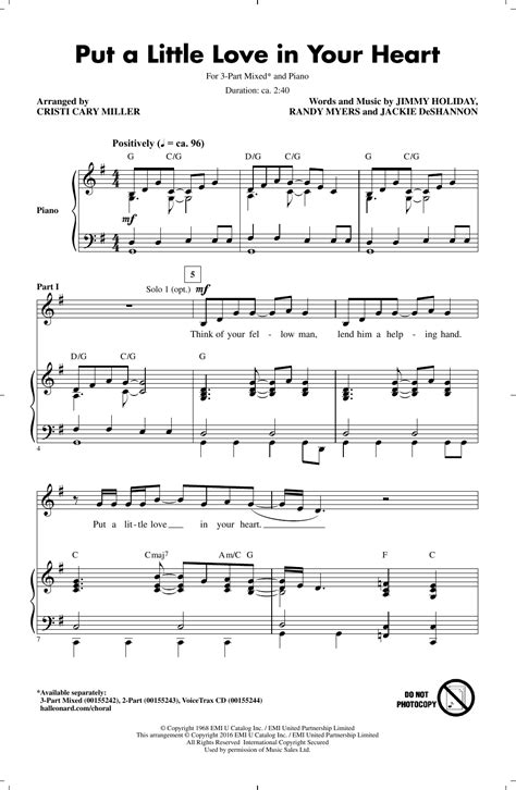 Put A Little Love In Your Heart | Sheet Music Direct