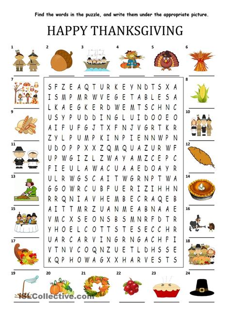 Free Printable Thanksgiving Word Puzzles