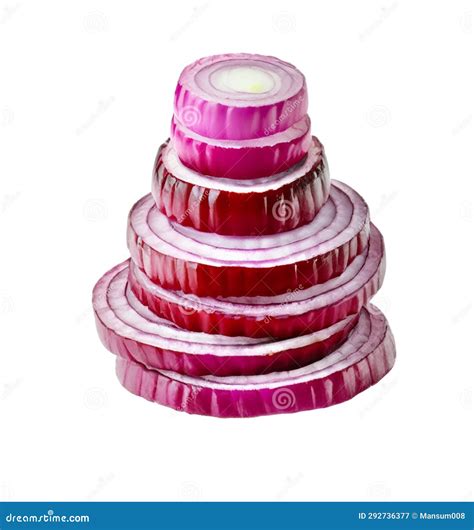 Sliced Red Onion Rings Isolated On White Background Stock Illustration