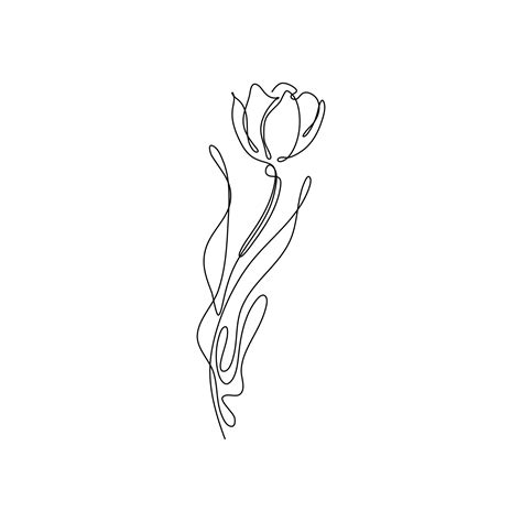 Abstract Flower Tulip Continuous Line Drawing Art Singulart Aesthetic