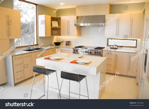 Modern Kitchen Design Birch Cabinets Stock Photo (Edit Now) 18916654