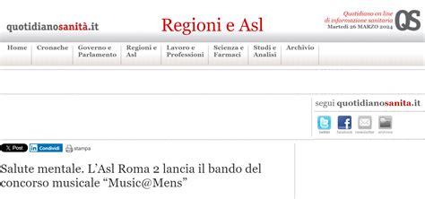 Salute Mentale Lasl Roma Lancia Il Bando Del Concorso Musicale