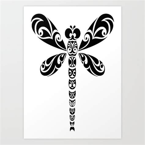 Tribal Dragonfly Tattoo Art Print by taiche | Society6