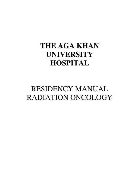 Pdf The Aga Khan University Hospital Residency Manual Radiation