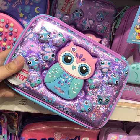 Smiggle Hardtop Pencil Cases Owl Cute Pencil Bag Moving Mirror Unicorn