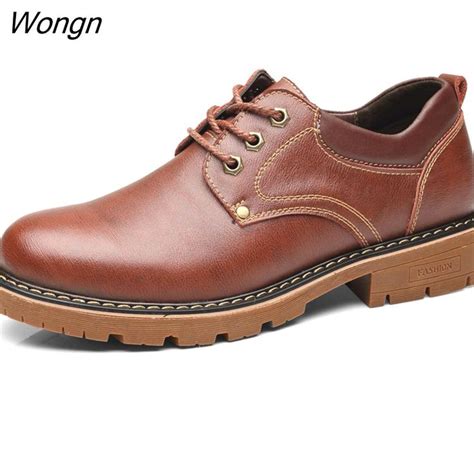 Wongn Fashion Genuine Leather Shoes Men Footwear Cow Leather Mens Casual Shoes Soft Comfortable