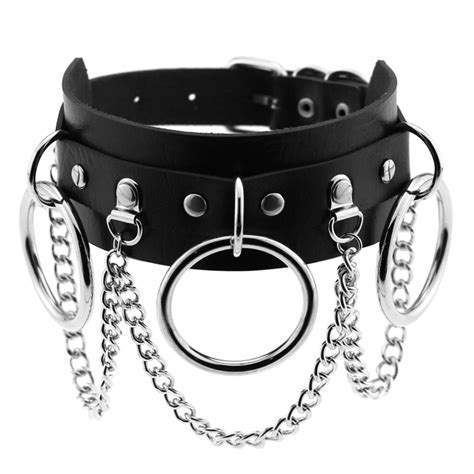 Leather Choker Collar For Women Goth Punk Choker Chain Silver Color Harajuku Collar Sexy Vegan