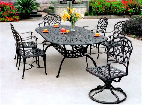 Oval Cast Aluminum Patio Table Timber Resin Dining | Doxa Murasakinyack