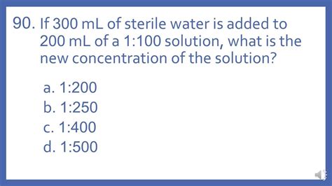 Ptcb Ptce Practice Test Question 90 Ratio Concentration Math