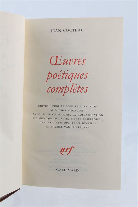 Cocteau Oeuvres Po Tiques Compl Tes First Edition Edition