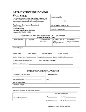 Fillable Online Application For Zoning Variance 140610 Coj Net Fax