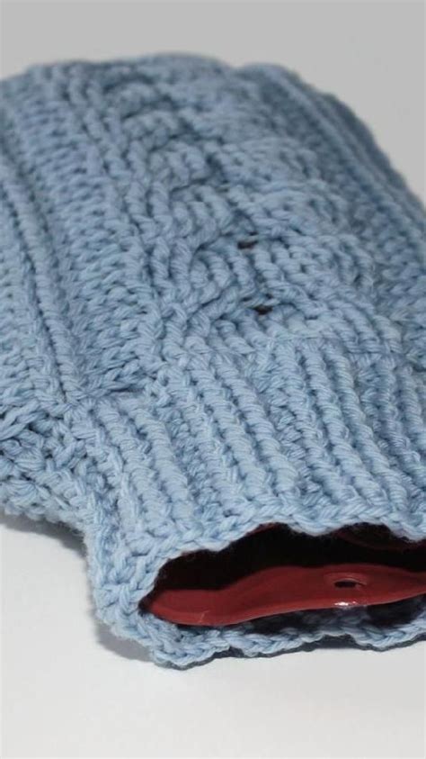 Cozy Crochet Pattern Cabled Hot Water Bottle Cozy