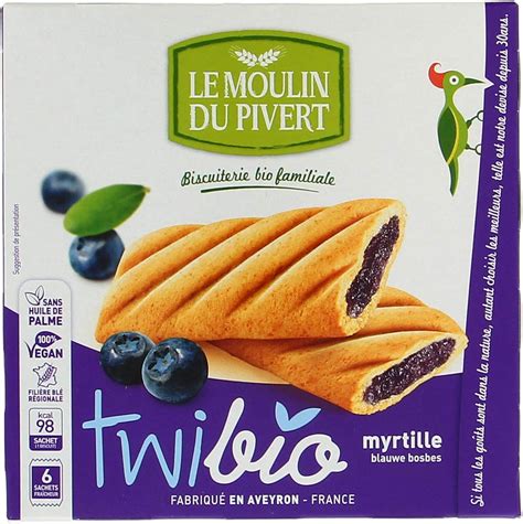 Le Moulin Du Pivert Biscuits Twibio fourrés à la myrtille bio vegan