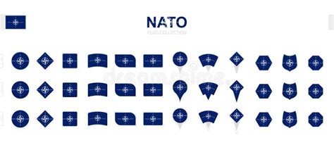 Large Collection Of Nato Flags Of Various Shapes And Effects Stock