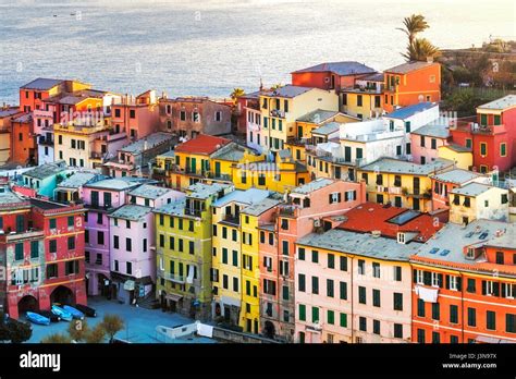 Vernazza Village Buildings Aerial View Seascape In Five Lands Cinque