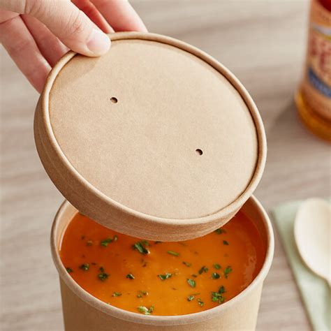 Choice Oz Kraft Paper Soup Hot Food Cup Vented Lid Pack