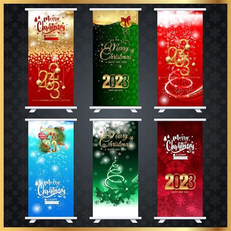 Colecci N De Plantillas De Banner Enrollable Vertical De Navidad