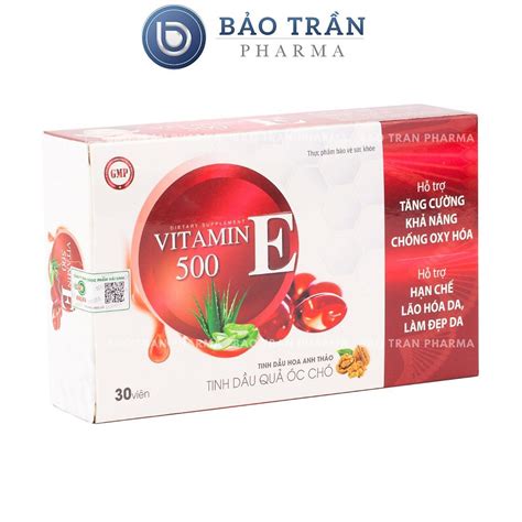 Mua Viên Uống Vitamin E đỏ 500mg Làm đẹp Da Chống Lão Hóa Da Hộp 30 Viên Tại Bảo Trần Pharma