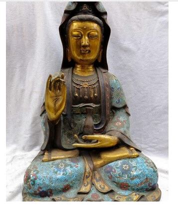 China Hecho Mano Cloisonne Bronce Escultura Budismo Estatua Buda