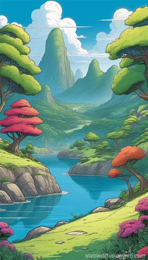 Detailed Anime Inspired Landscape Stable Diffusion Online