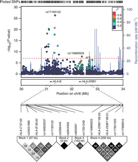 Regional Plot Of Association Signals And LD Patterns At The HLA Region