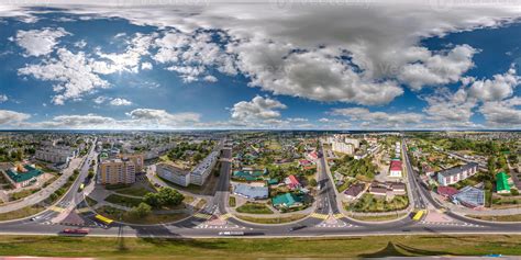 Aerial Full Seamless Spherical Hdri Panorama View Above Road