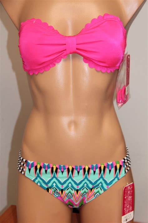 NWT Hula Honey Swimsuit Bikini 2 Piece Set Sz S Bandeau Strap EBay