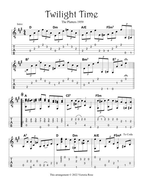 Twilight Time Arr Victoria Rose By The Platters Sheet Music For Solo