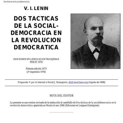 Vladimir I. Lenin - Dos tácticas de la socialdemocracia en la