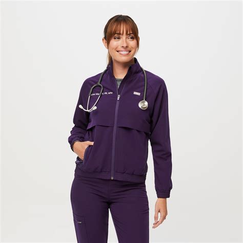 Womens Sydney Scrub Jacket Purple Jam · Figs