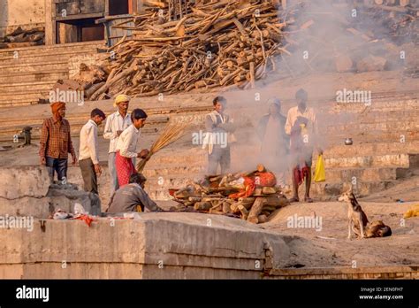 Varanasi India Nov 12 2015 A Woman Being Cremated On A Funeral