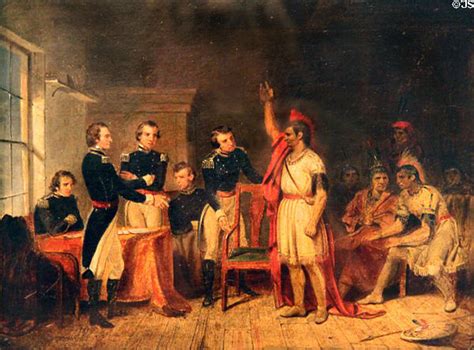 William Henry Harrison Meeting Tecumseh Inside Grouseland Painting By