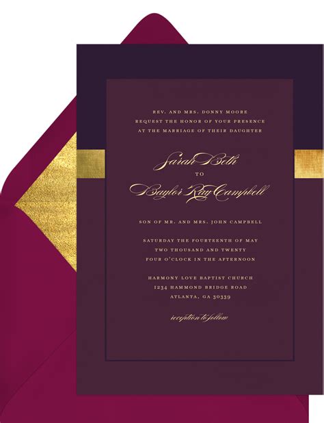 Simple Purple Wedding Invitation