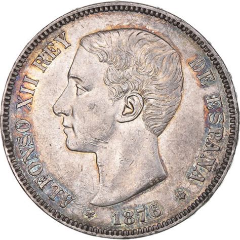 M Nze Spanien Alfonso Xii Pesetas Madrid Ss Silber Km