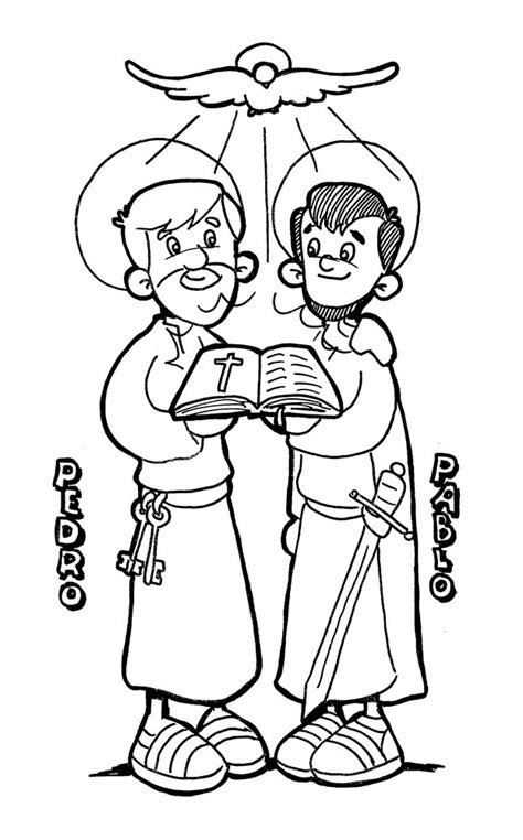 Desenho De S O Pedro E S O Paulo No C U Para Colorir Tudodesenhos