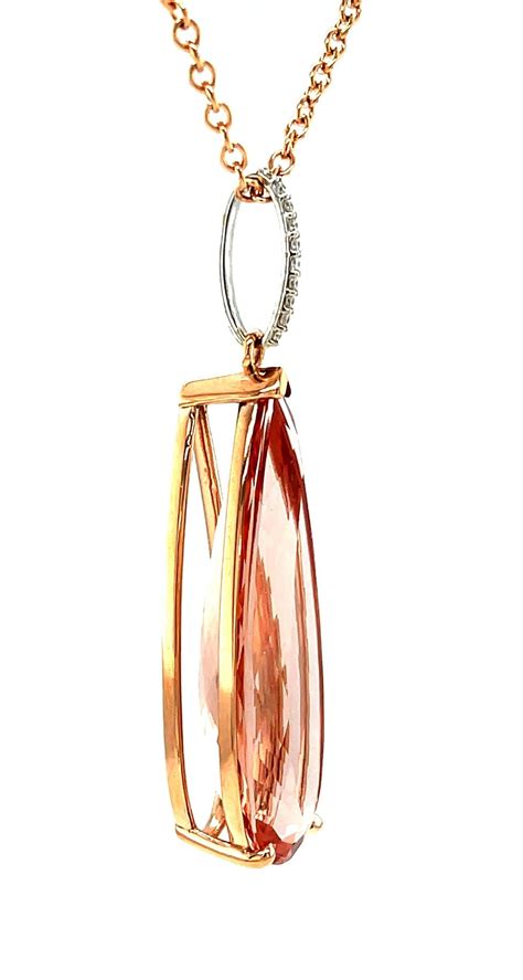 Morganite and Diamond Pendant Necklace, 28.63 Carats in Rose and White ...