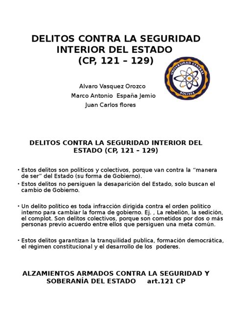 Delitos Contra La Seguridad Interior Del Estado Intención Derecho Penal Delito