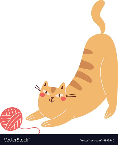 Cat playing with yarn Royalty Free Vector Image