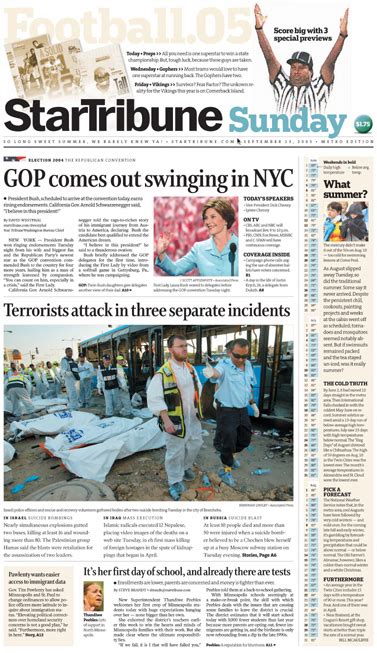 Minneapolis StarTribune – Front Pages - Fonts In Use